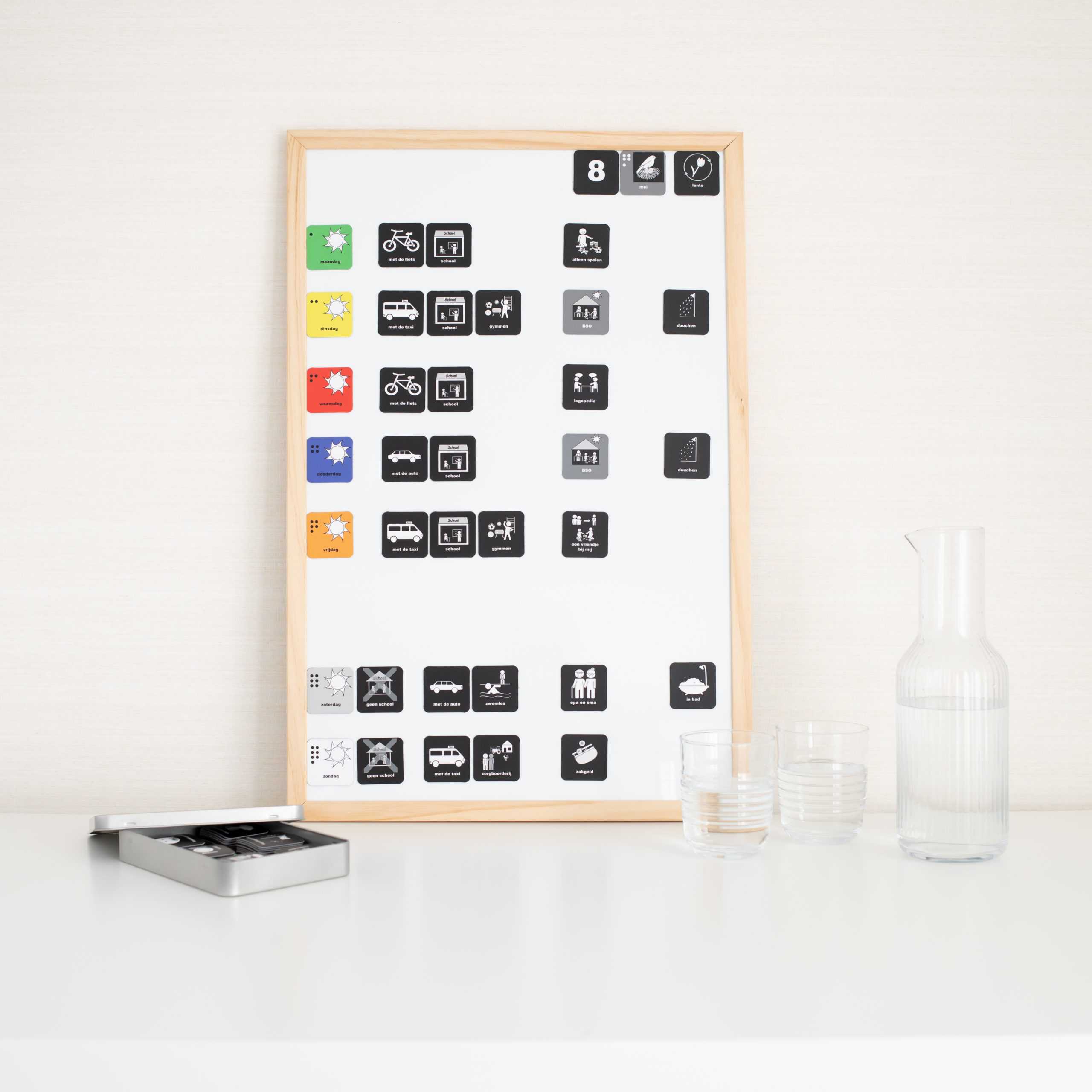 Voorbeeld weekplanning op witte ondergrond