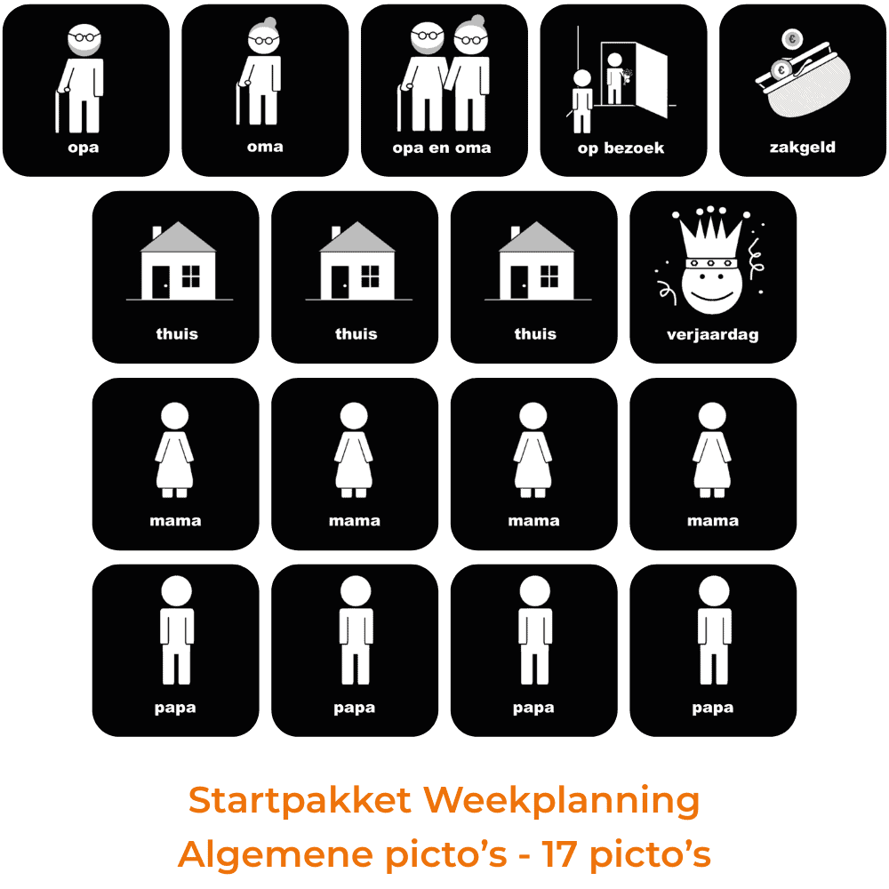 Startpakket Weekplanning - Algemene picto's - 17 picto's