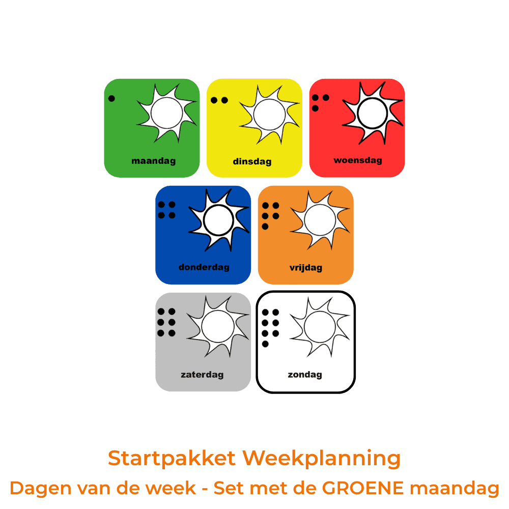 Startpakket Weekplanning - Dagen van de week - Set met de GROENE maandag