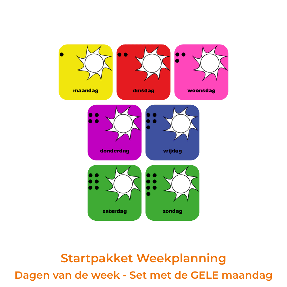 Startpakket Weekplanning - Dagen van de week - Set picto's met de GELE maandag