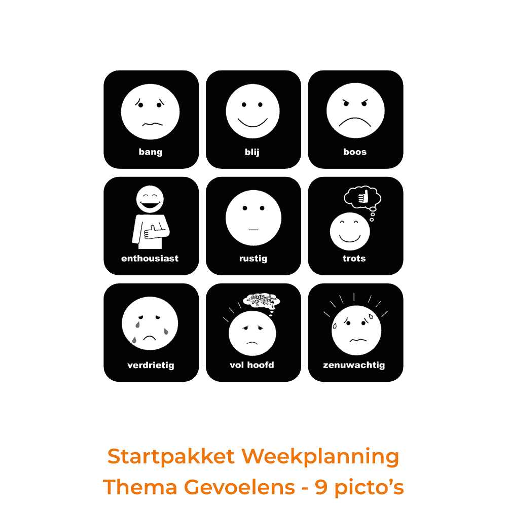 Startpakket Weekplanning - Thema Gevoelens - 9 picto's