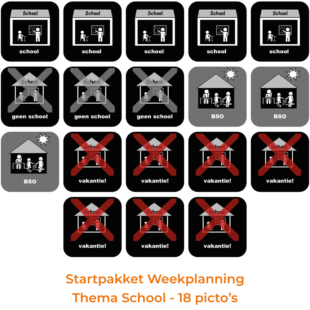 Startpakket Weekplanning - Thema School - 18 picto's