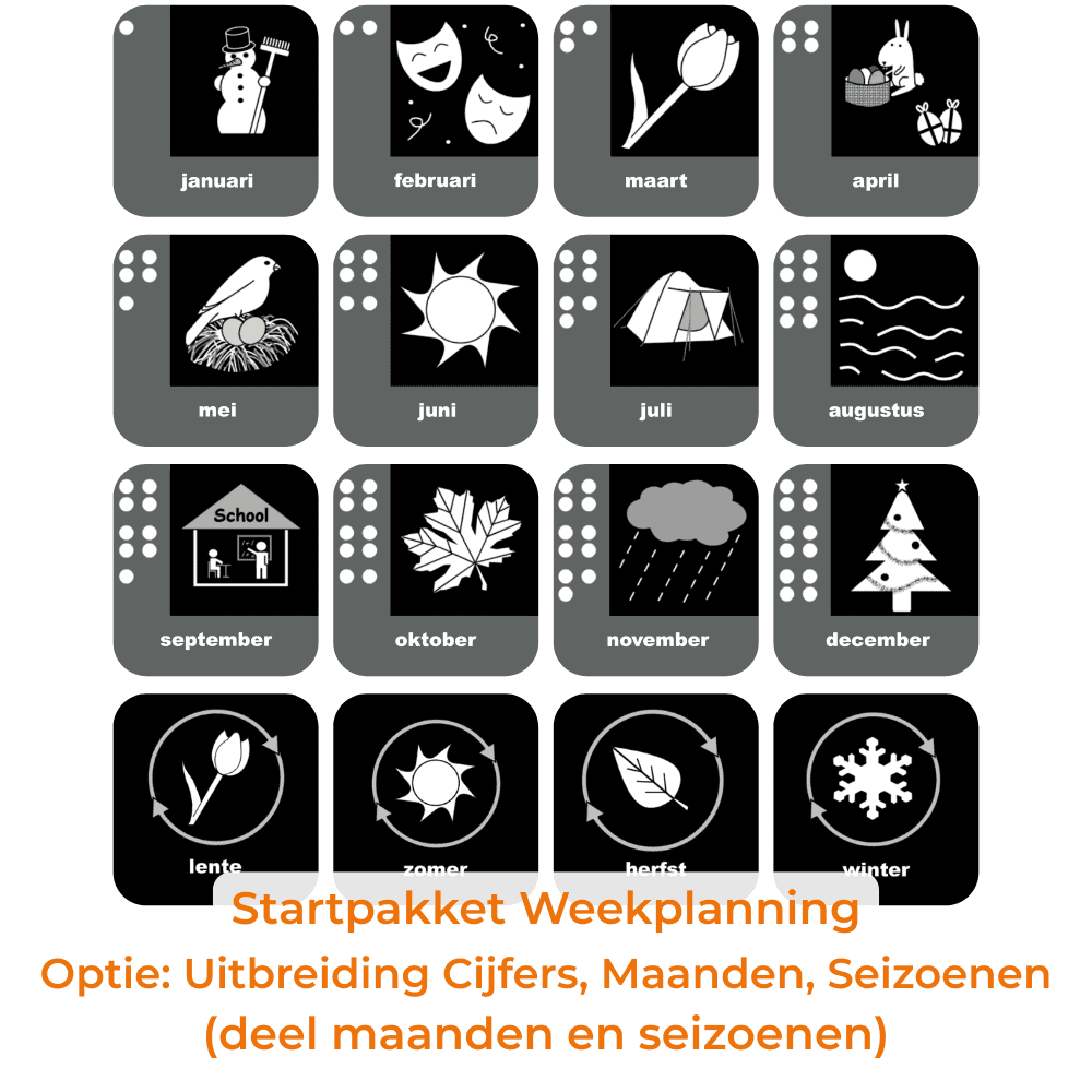Startpakket Weekplanning - Uitbreiding Cijfers, maanden, seizoenen - Deel maanden en seizoenen
