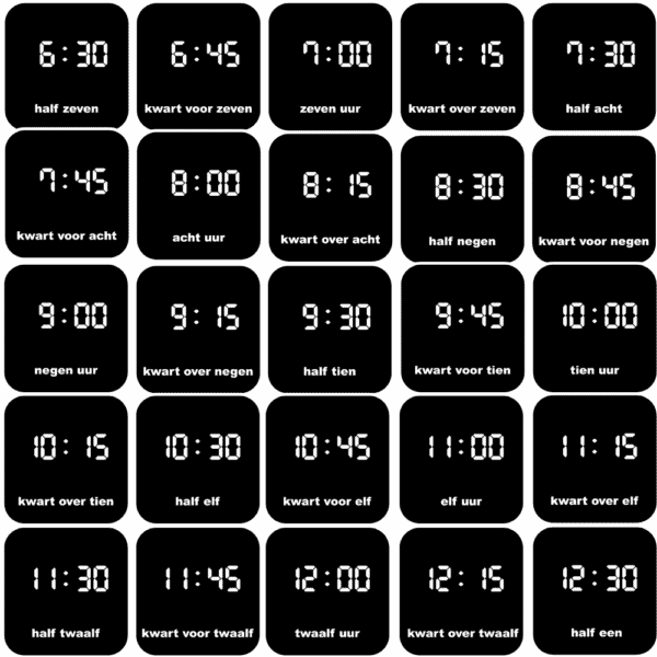 Pictogrammen klokken digitaal