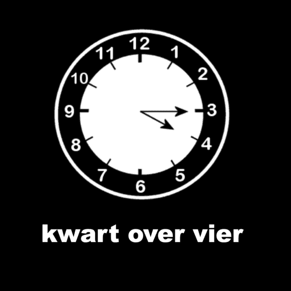 Losse picto kwart over vier (analoge klok)