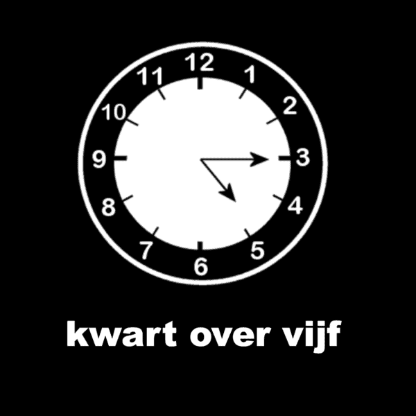 Losse picto kwart over vijf (analoge klok)