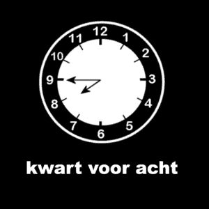 Losse picto kwart voor acht (analoge klok)