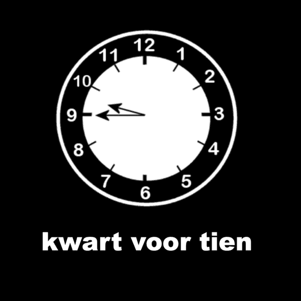 Losse picto kwart voor tien (analoge klok)
