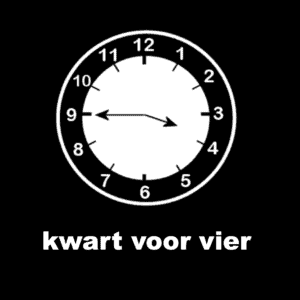Losse picto kwart voor vier (analoge klok)