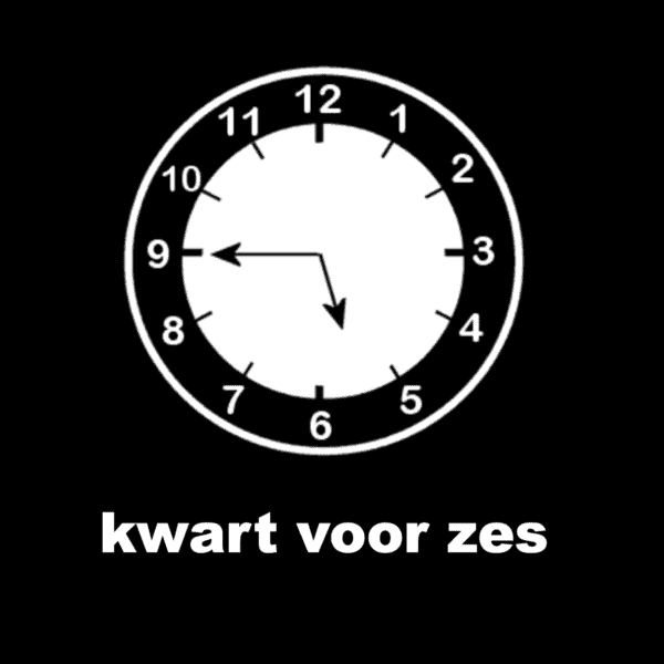 Losse picto kwart voor zes (analoge klok)