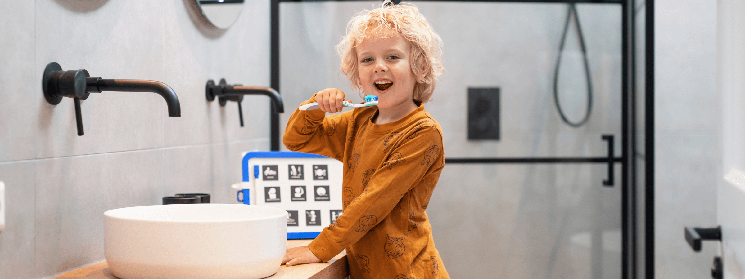 Pictogrammen en planborden voor jouw kind met autisme - tanden poetsen mobiel