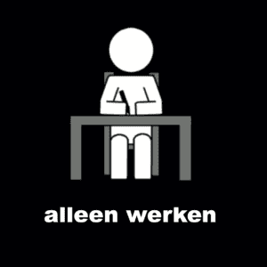 Losse picto Alleen werken 4x4cm