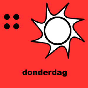 Losse picto donderdag (rood) 4x4cm